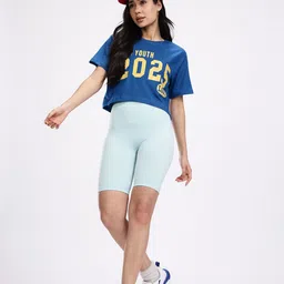 Kook N Keech Relaxed Fit Cropped Varsity Printed T-shirt image 5