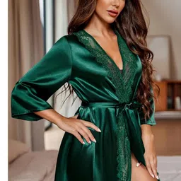Ucollection Women Green Satin Baby Dolls-image-58
