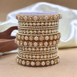 Wedding Chuda by Hitesh Bangles Set Of 16 Stones Studded & Beaded Bangles image 2