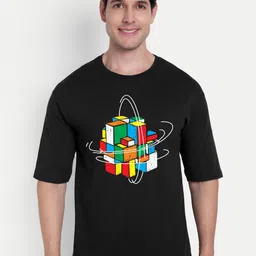 BENNY BROOKS Graphic Printed Drop-Shoulder Sleeves Cotton Oversized T-shirt-image-93