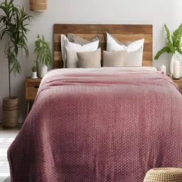 GAPU & BALY Rose Gold Striped AC Room 300 GSM Double Bed Blanket-picture-24