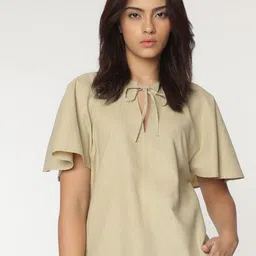 Marks & Spencer Flared Sleeve Linen Styled Back Top image 1