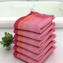 Aura Pink & Orange 5 Cotton 210 GSM Bath Towel-picture-32