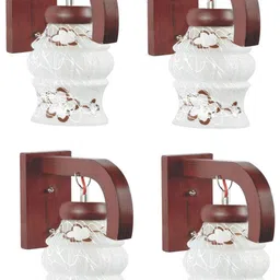 1ST TIME Brown & Brown Printed Wood Traditional Frustum Shaped Wall Lamp-picture-37