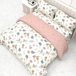 THE WHITE MOSS White & Multicoloured Floral Microfiber Mild Winter 150 GSM Comforter image 5