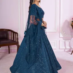 DIVASTRI Embroidered Thread Work Semi-Stitched Lehenga & Unstitched Blouse With Dupatta image 5