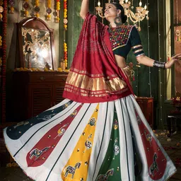 ODETTE Embellished Mirror Work Ready to Wear Lehenga & Blouse With Dupatta-image-28