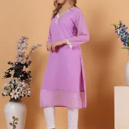 Moda Rapido Women Yoke Design Thread Work Georgette Kurta image 4