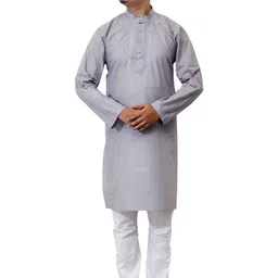 IKI MOINS Men Embroidered Regular Thread Work Pure Cotton Kurta with Pyjamas-picture-17