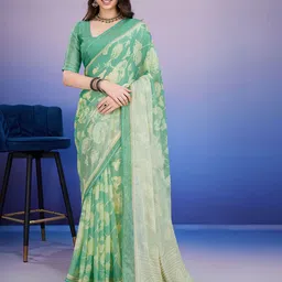 Rekha Maniyar Ethnic Motifs Phulkari Brasso Heavy Work Block Print Saree-image-72