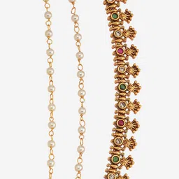 Kushal's Fashion Jewellery Gold-Plated Ethnic Antique Contemporary Kanakti Drop Earrings image 3