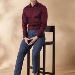 Aldeno Men India Spread Collar Solid Slim Fit Formal Shirt image 5