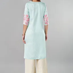 RANGMANCH BY PANTALOONS Floral Printed Notch Neck Regular Straight Kurta image 4