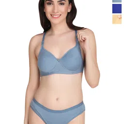 Liigne Pack Of 3 Everyday Padded Bra Pure Cotton Lingerie Set-picture-11