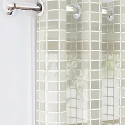 Story@home Off White Set of 2 Geometric Sheer Window Curtain image 2