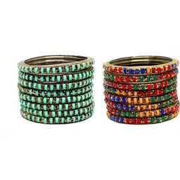 Instyle Forever Set Of 2 Multi Glass Artificial Stones & Beads Bangle-picture-10