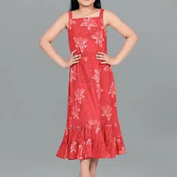 YK Floral Print Ruffled Crepe A-Line Midi Dress-picture-26