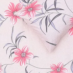 Status Pink & Green Floral Microfiber 210 TC Fitted Double Queen Bedsheet Set-1.98mx1.82m image 3