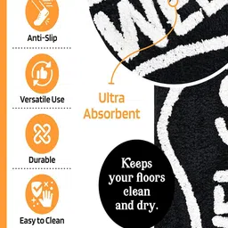 Kuber Industries 2Pcs Black Printed Rectangle Anti Skid Doormats image 5