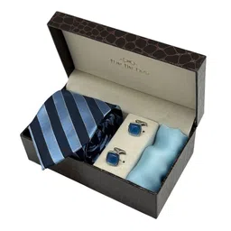 The Tie Hub Men Accessory Gift Set Of Striped Necktie with Cufflinks-picture-35