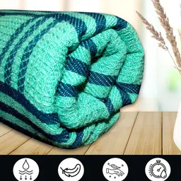 Athom Living White & Green Striped Cotton Quick Dry 3-Pcs Bath Towels image 4