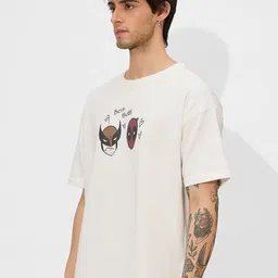 The Souled Store Men Graphic Printed Round Neck Cotton Oversized T-Shirt image 2