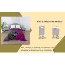 CHICERY Purple & Grey Microfiber AC Room Single Bed Comforter image 5