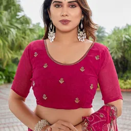 Moda Rapido Bandhani Embroidered Pure Georgette Designer Saree image 3