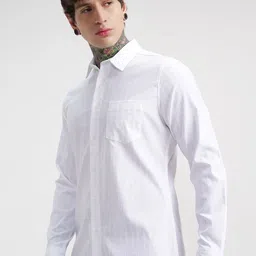 HIGHLANDER Slim Fit Textured Spread Collar Roll-Up Sleeves Shirt image 2