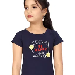 Lei-Chie Girls Typography Printed Round Neck Cotton T-shirt-picture-11