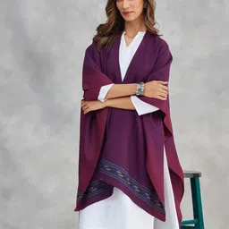 Fabindia Geometric Self Design Woollen Pouncho Shrug image 3