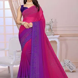 Zeekha Ombre Beads and Stones Poly Georgette Heavy Work Kanjeevaram Saree-picture-22