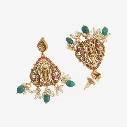 Kushal's Fashion Jewellery Gold-Plated Stone Studded & Beaded Ethnic Antique Jewellery Set image 2