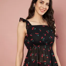 SZN Floral Print Ruffles Georgette Peplum Top image 2
