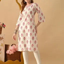 BKApparels Women Floral Printed Screen Print Daily Cotton Straight Kurta-picture-34