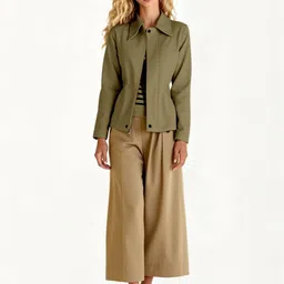HERE&NOW Women Spread Collar Solid Tailored Jacket-picture-39