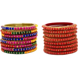 Qufrozy Set Of 2 Multi Glass Artificial Stones & Beads Bangle-picture-34