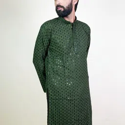 KUNDALI KAKSHAY Men Ethnic Motifs Embroidered Thread Work Kurta image 4
