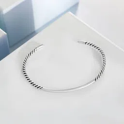 Zavya Men Sterling Silver Oxidised Rhodium-Plated Cuff Bracelet image 2