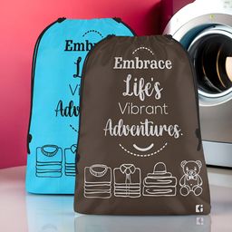 Aura Blue & Brown 2 Pieces Printed Foldable Laundry Bags-picture-47