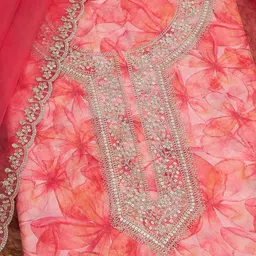 Soch Printed Organza Unstitched Dress Material image 2