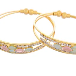 VOJ Set Of 2 Gold-Plated Stone Studded Bangles image 3
