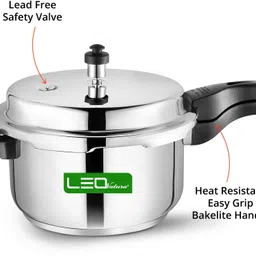 leo natura Stainless Steel Cooker 5 L Induction Bottom Pressure Cooker image 2
