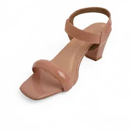 Kneetoes Women Subtle Pink Ankle-Strap Block Heels image 5