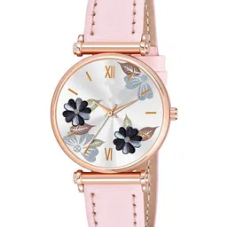 Gopal Shopcart Unisex Printed Leather Analogue Watch C34 RG Fosil BLK PINK Leather_F-image-16