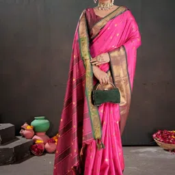 DEVATITHI Woven Design Zari Silk Blend Handloom Kanjeevaram Saree image 2