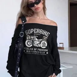 SXV STYLE Women Printed Off Shoulder Long Sleeves Pullover Sweatshirt-picture-27