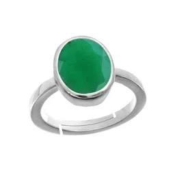 RRVGEM Panna Stone Silver Plated Emerald Adjustable Ring-picture-37