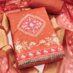 KALINI Embroidered Pure Cotton Unstitched Dress Material image 4