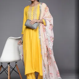 KSUT Women Yellow Viscose Rayon Kurta Sets-image-48